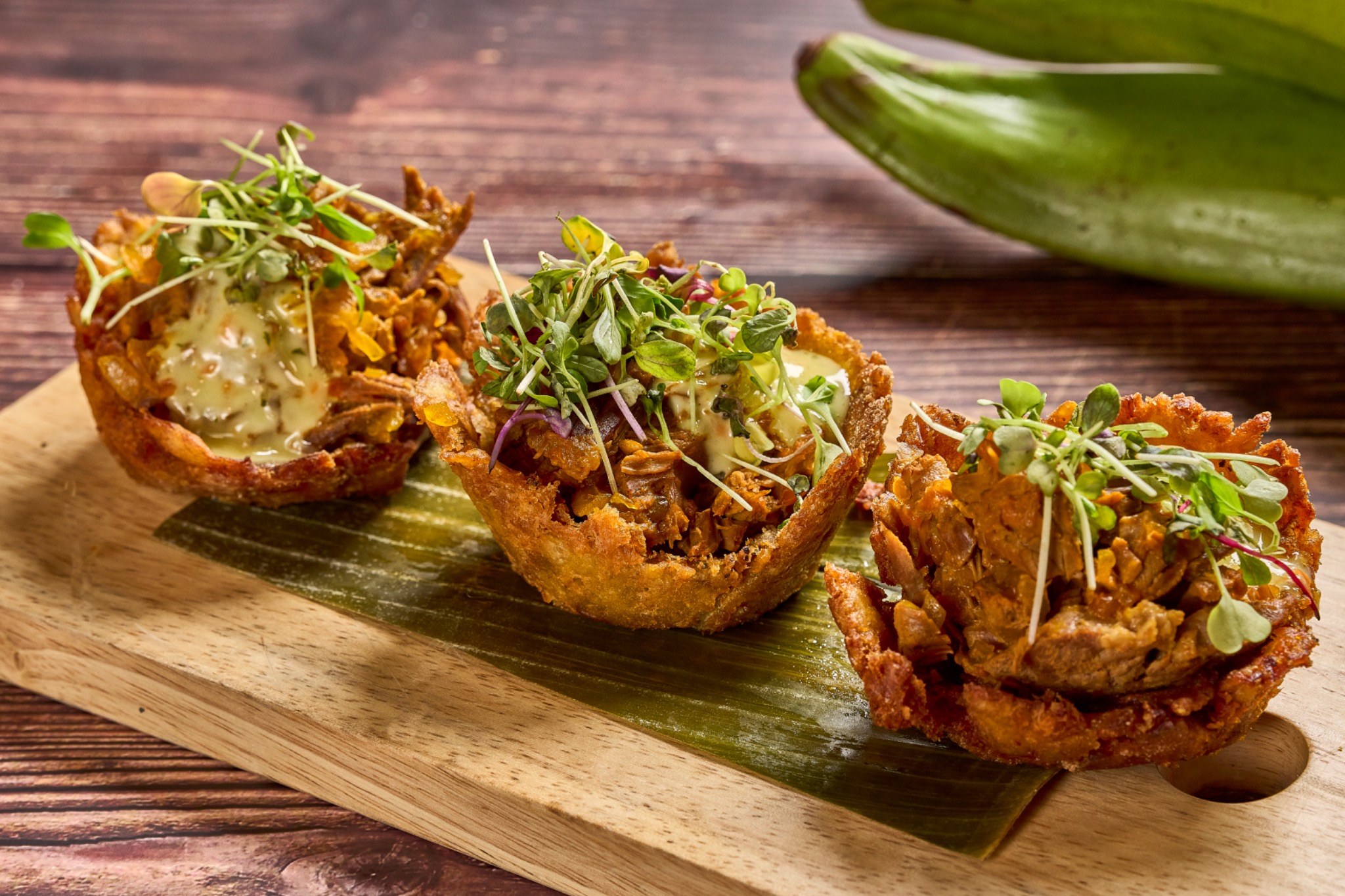 Canastas de plátano con carne